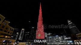 UAE: World's tallest building light up red to celebrate China's 75th National Day