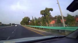 Uzbekistan: Driver Thrown Out Of Car After Crashing Into Guardrail But Survived