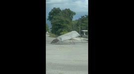 Wind blows away carp tent in Ocampo, Mexico