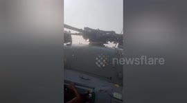 Helicopter delivering aid makes forced landing in floods in India