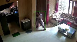 Fearless woman defends her home against burglars and drives them away