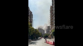 Large-scale destruction in streets of Beirut following waves of Israeli attacks