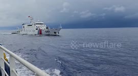 Chinese Coast Guard ship chases Filipino civilian vessel on maritime patrol