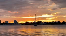 Vivid Sunset Over Coastal Waters
