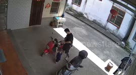 Jet of flames burns little boy's hand after putting key in bike charger socket