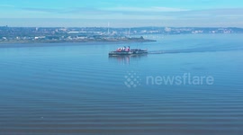 Worlds last Sea going Paddle Steamer Waverley passing Purfleet
