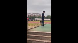 Dog chase at playground in Shandong, China