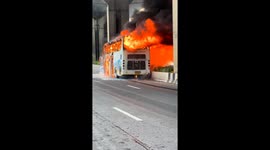Bus fire on Vibhavadi Rangsit Road in Bangkok