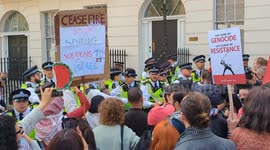 Palestine protesters in fiery clash with Police ahead of London protest on the eve of the Oct 7th one year anniversary