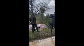 Devasted houses in Buturovic Polje after flooding and landslides in Bosnia and Herzegovina