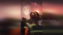 China: Firefighters Watch Over Nanchang's National Day Fireworks