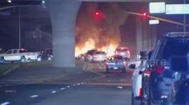 US, Los Angeles: Pacoima 5 Cars Burn At Street Takeover