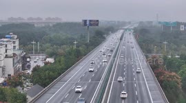 China: Returning Traffic Vehicles on An Expressway in Huai 'an