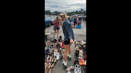 Thrift store prank goes viral: woman falls while being dragged by dog in roller skates (1.6M views on tiktok)