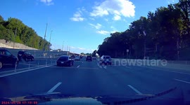 BMW Loses Control and Collides With Two Vehicles on the Interstate