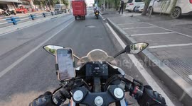 Motorcycle and tricycle collision in Chongqing