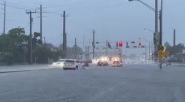 Flooded streets in Dania Beach following heavy rains