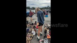 Newsflare Edit - POV: just a girl trying to thrift when a man approaches and offers to pull her across the lot by his dog