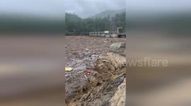 Hurricane Helene debris fills lake in North Carolina