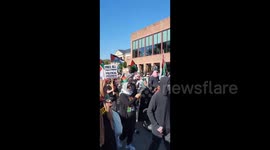 US: Protesters from across Pennsylvania have converged in the state capital Harrisburg to mark one year of U.S.-Israeli genocide in Gaza and demand an arms embargo against Israel