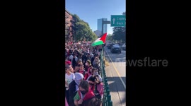 US: A huge crowd took to the streets of Boston and blocked Storrow Drive to show solidarity with Palestine on the first anniversary of the US-Israeli genocide in Gaza