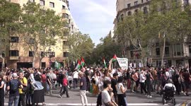 Spain: March in support of Palestine and Lebanon In Barcelona, Spain