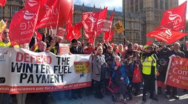 Protesters outside Parliament to defend the winter fuel allowance