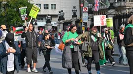 Campaign to Free Palestine. Northumberland Avenue, Central London, United Kingdom
