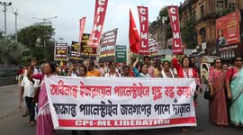 People in Kolkata Protest Middle East War on October 7