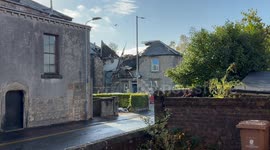 Aftermath footage of a house explosion in Alloa, Clackmannanshire