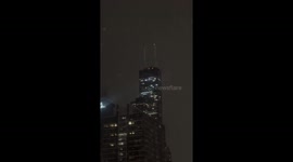 Lighting Strikes Willis Tower in Chicago