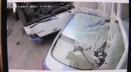 Out-of-control bus mounts pavement and injures three people