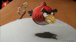 How to draw a 3D Red Bird From Angry Birds Space