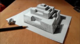 Drawing a 3D Pyramid, Trick Art Optical Illusion by Vamos