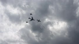 Military planes flying over London for Queen Elizabeth II 90th birthday celebrations