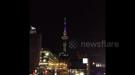 Sky Tower in Auckland illuminated with rainbow colours after Orlando shooting