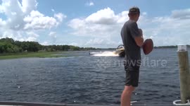 Incredible Wakeboard backflip football catch!