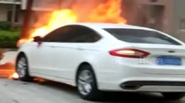 Car catches fire in residential area