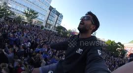 Iceland fans celebrate first goal in the Euro against Portugal