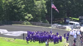 Graduation cap throwing ceremony goes wrong...
