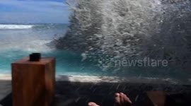 Freak wave soaks cocktail-sipping Bali tourists