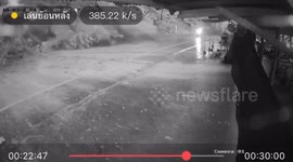 Landslide plunges onto road and crashes into shop in northern Thailand