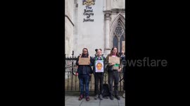 UK: Protesters outside the Royal Court ahead of a key appeal case against oil giants