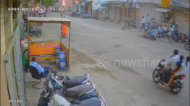 Speeding car crashes into parked vehicles in India