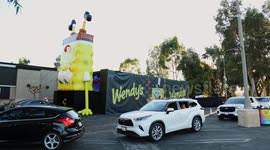 US, Los Angeles: Panorama City Wendys SpongeBob Drive Through Experience With Interview On Camera