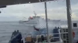 China Coast guard tries to blast Filipino boat with water cannon