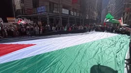 US: Pro-Palestinian protesters march throughout Lower Manhattan
