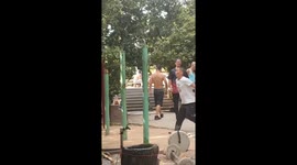 Gym bro's bar swing goes wrong when he flies into bushes