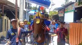 Dozens dancing with Traditional Dancing Horse In Sumedang West Java Indonesia