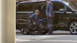 Dylan Alcott leaves his hotel in Sydney, Australia